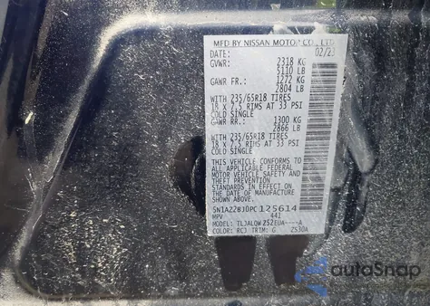 2023 Nissan Murano Sv Fwd from USA, damaged, VIN 5N1AZ2BJ0PC125614